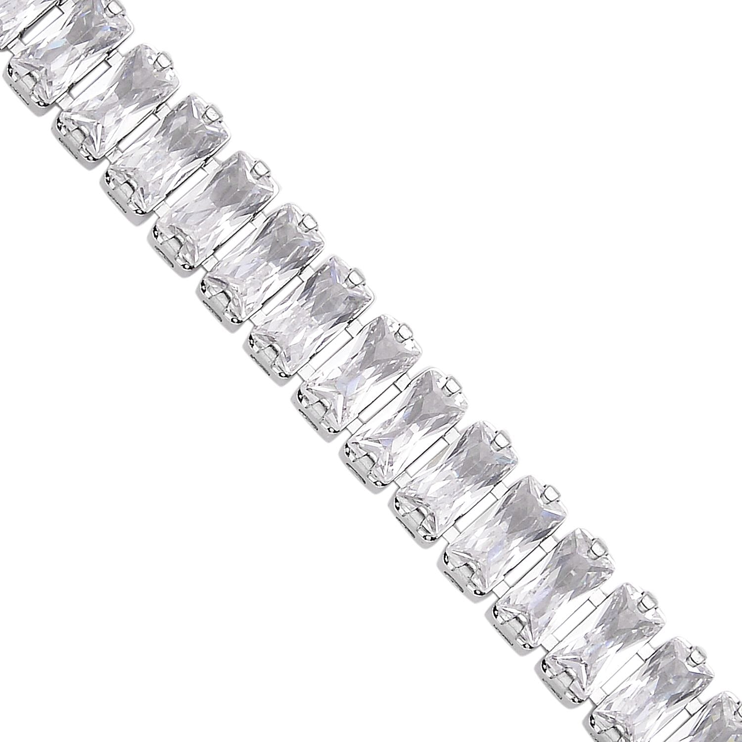 Simulated Diamond Tennis Bracelet in Silvertone (6.50 In) 25.00 ctw