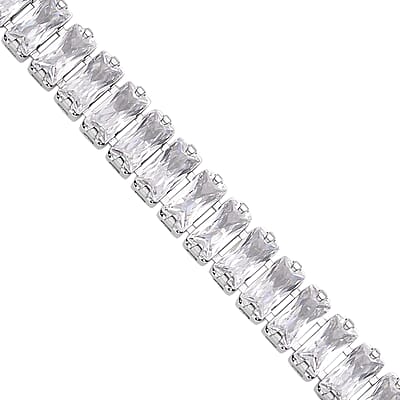 Simulated Diamond Tennis Bracelet in Silvertone (6.50 In) 25.00 ctw