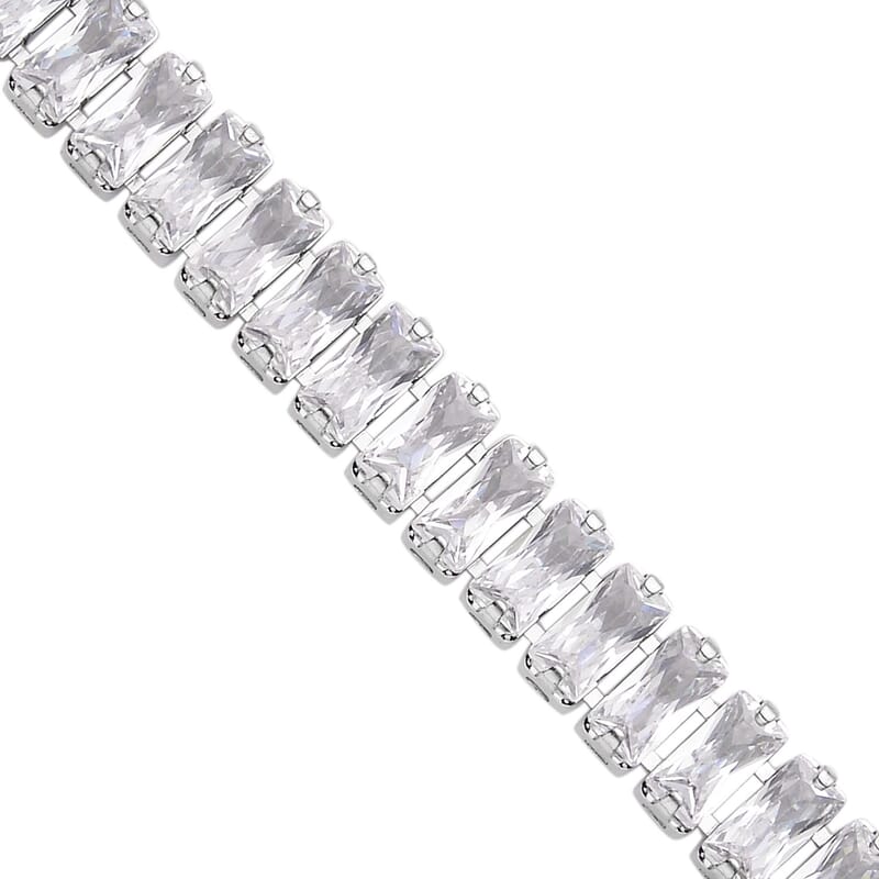 Simulated Diamond Tennis Bracelet in Silvertone (6.50 In) 25.00 ctw