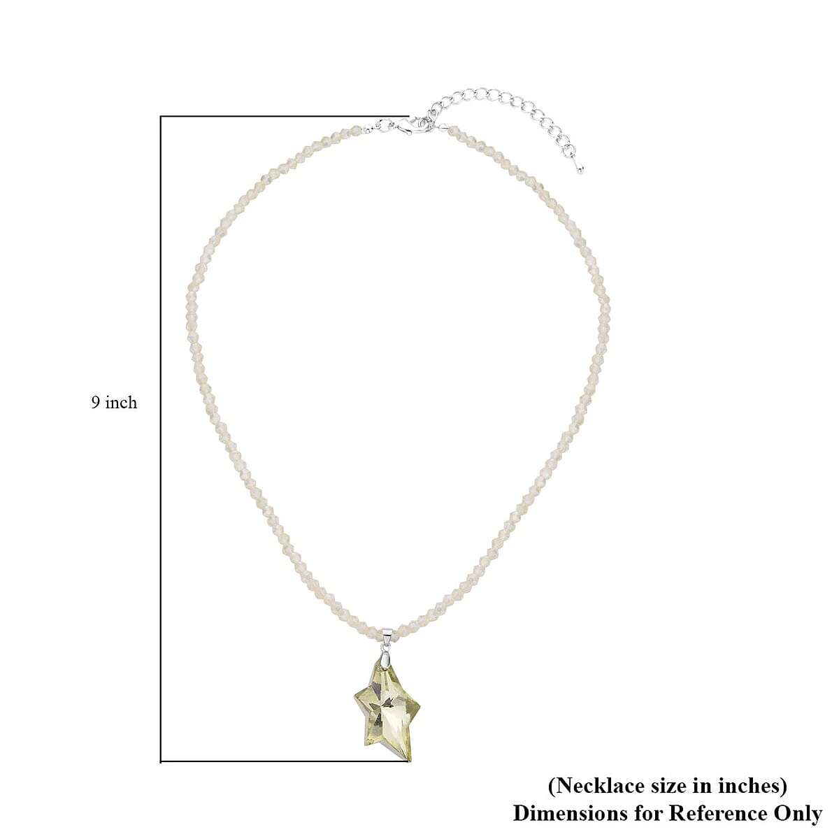 Simulated Yellow Sapphire Star Pendant with Beaded Necklace in Silvertone 20-22 Inches image number 4