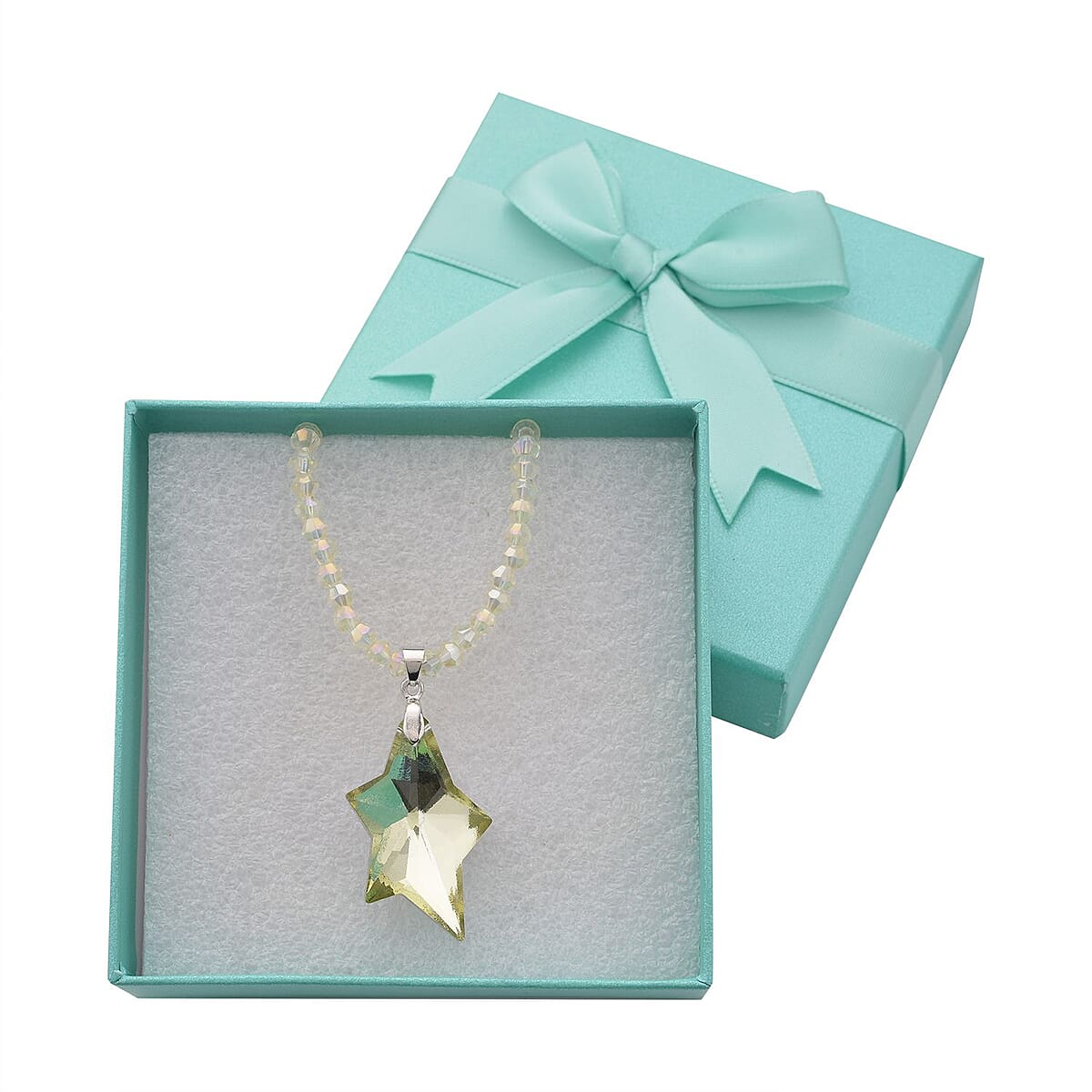 Simulated Yellow Sapphire Star Pendant with Beaded Necklace in Silvertone 20-22 Inches image number 5