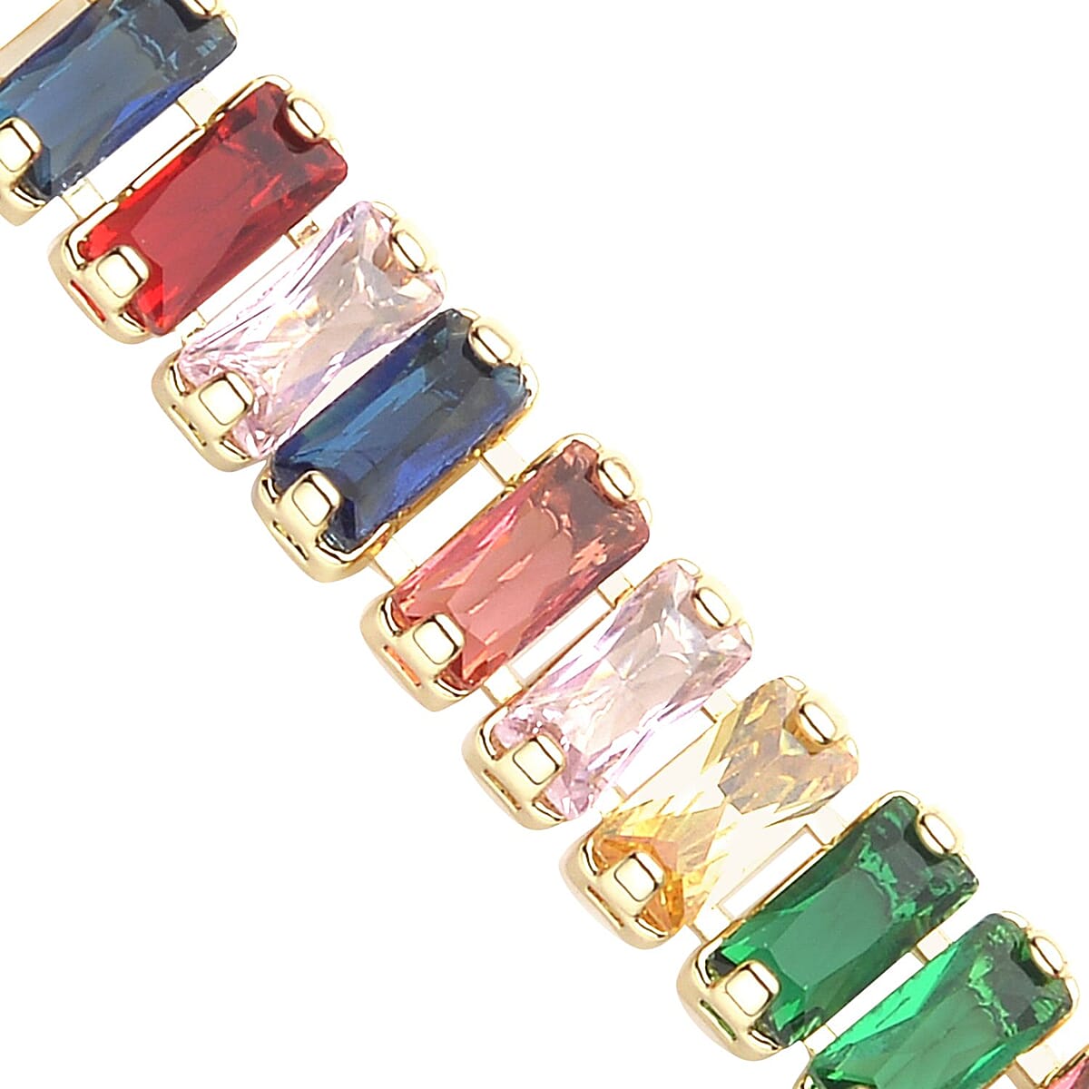 Simulated Multi Color Diamond Tennis Bracelet in Goldtone (8.00 In) 25.00 ctw image number 2