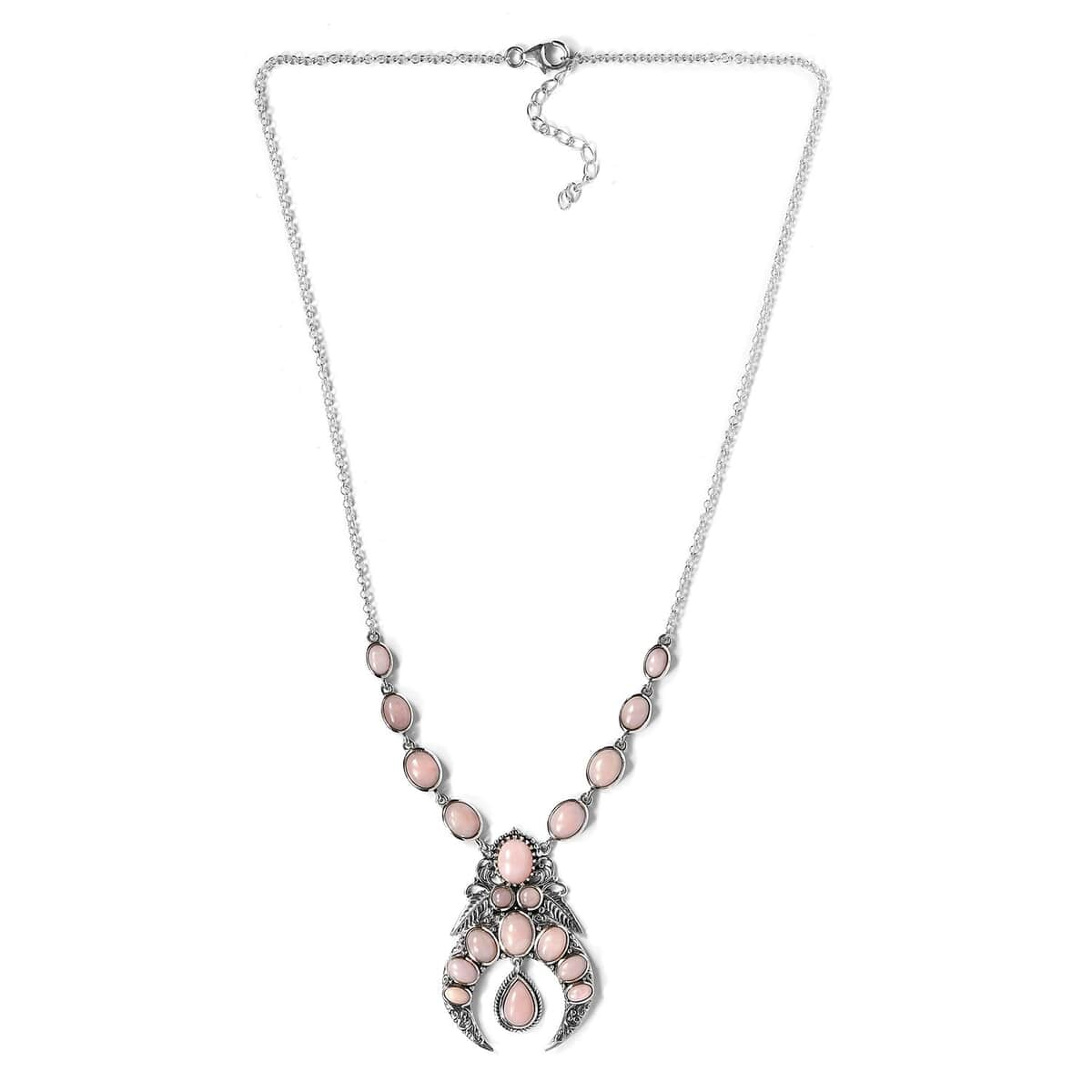 Artisan Crafted Peruvian Pink Opal Necklace 18 Inches in Sterling Silver 13.25 ctw image number 3