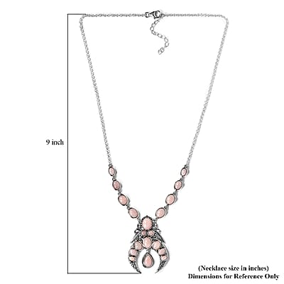 Artisan Crafted Peruvian Pink Opal Necklace 18 Inches in Sterling Silver 13.25 ctw