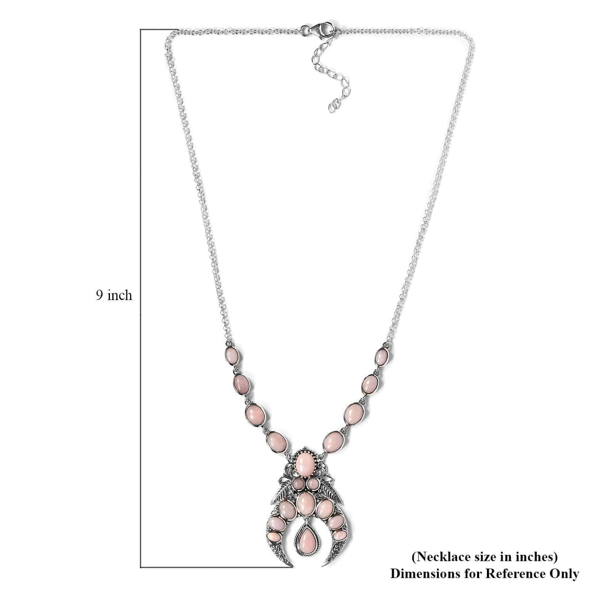 Artisan Crafted Peruvian Pink Opal Necklace 18 Inches in Sterling Silver 13.25 ctw image number 5