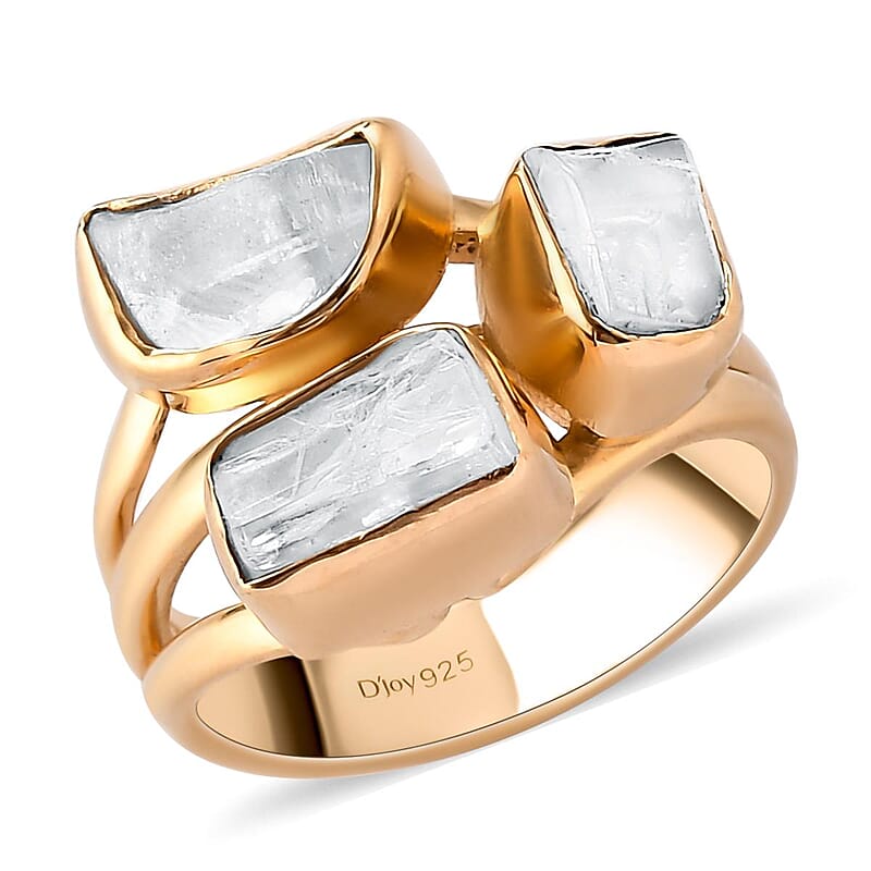 Artisan Crafted Polki Cut Turkizite 3 Stone Ring in Vermeil Yellow Gold Over Sterling Silver (Size 10.0) 3.00 ctw