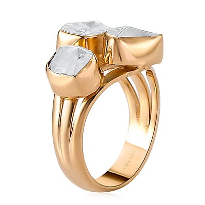 Artisan Crafted Polki Cut Turkizite 3 Stone Ring in Vermeil Yellow Gold Over Sterling Silver (Size 10.0) 3.00 ctw