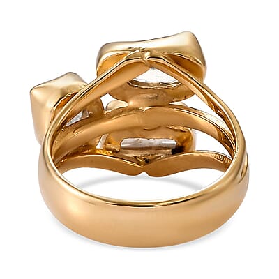 Artisan Crafted Polki Cut Turkizite 3 Stone Ring in Vermeil Yellow Gold Over Sterling Silver (Size 10.0) 3.00 ctw