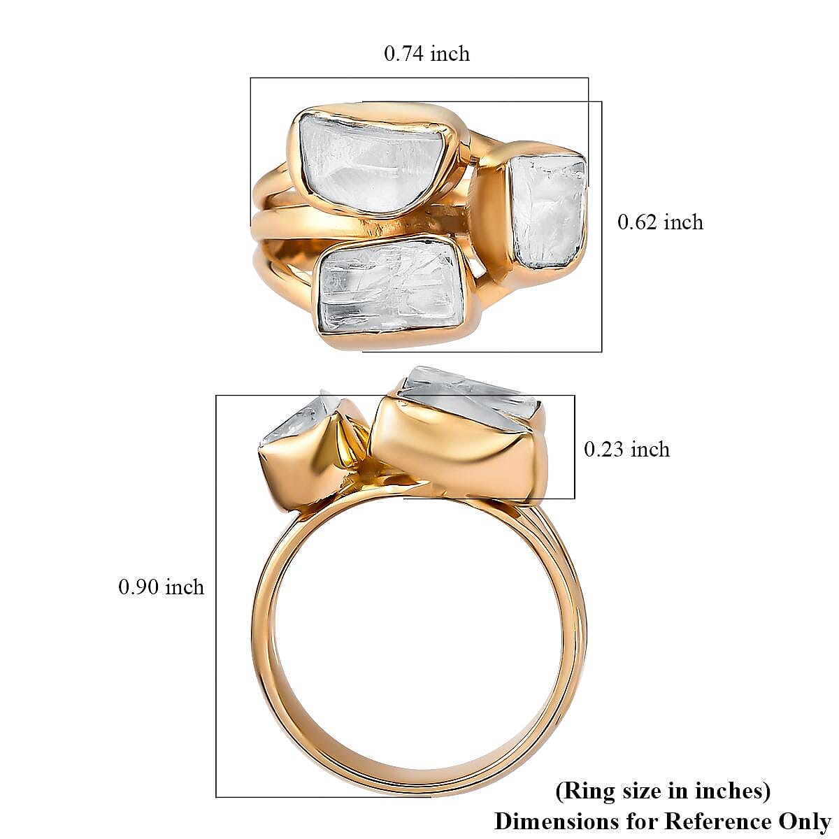 Artisan Crafted Polki Cut Turkizite 3 Stone Ring in Vermeil YG Over Sterling Silver (Size 10.0) 3.00 ctw image number 5