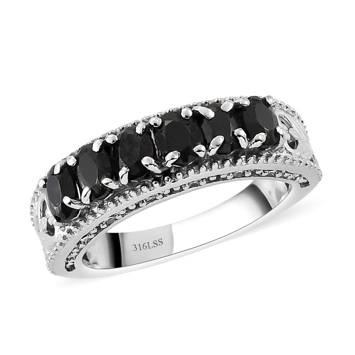 Thai Black Spinel Ring in Stainless Steel (Size 8.0) 1.40 ctw image number 0