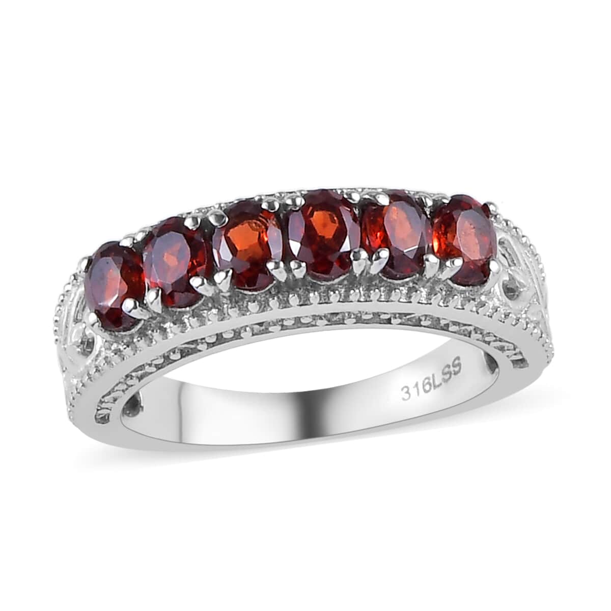 Mozambique Garnet Ring in Stainless Steel (Size 10.0) 1.25 ctw , Tarnish-Free, Waterproof, Sweat Proof Jewelry image number 0