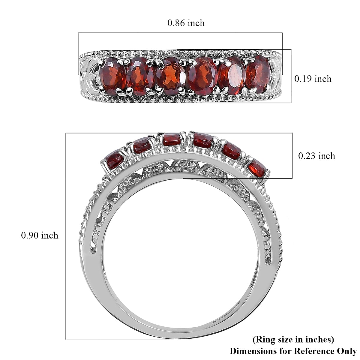 Mozambique Garnet Ring in Stainless Steel (Size 6.0) 1.25 ctw , Tarnish-Free, Waterproof, Sweat Proof Jewelry image number 5
