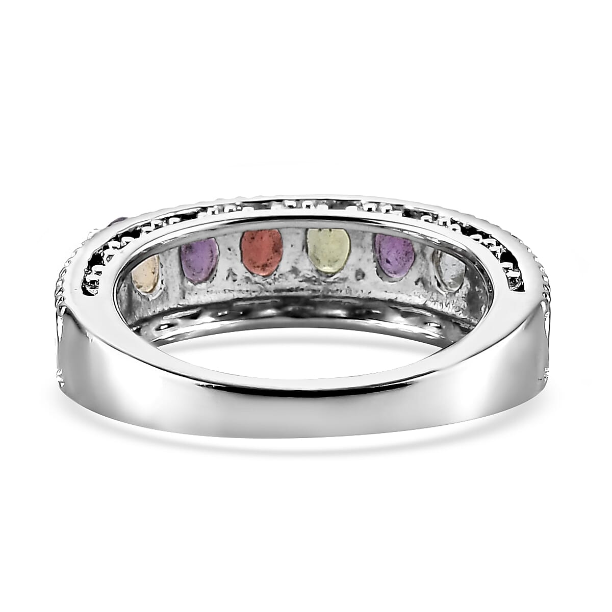 Multi Gemstone Ring in Stainless Steel (Size 10.0) 1.25 ctw | Tarnish-Free, Waterproof, Sweat Proof Jewelry image number 4