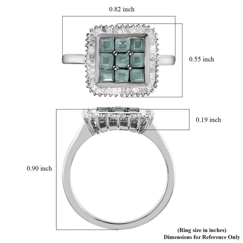 Narsipatnam Alexandrite, Diamond Ring in Platinum Over Sterling Silver (Size 7.0) 1.30 ctw