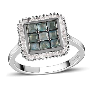 Narsipatnam Alexandrite and Diamond 1.30 ctw Ring in Platinum Over Sterling Silver (Size  9.0)