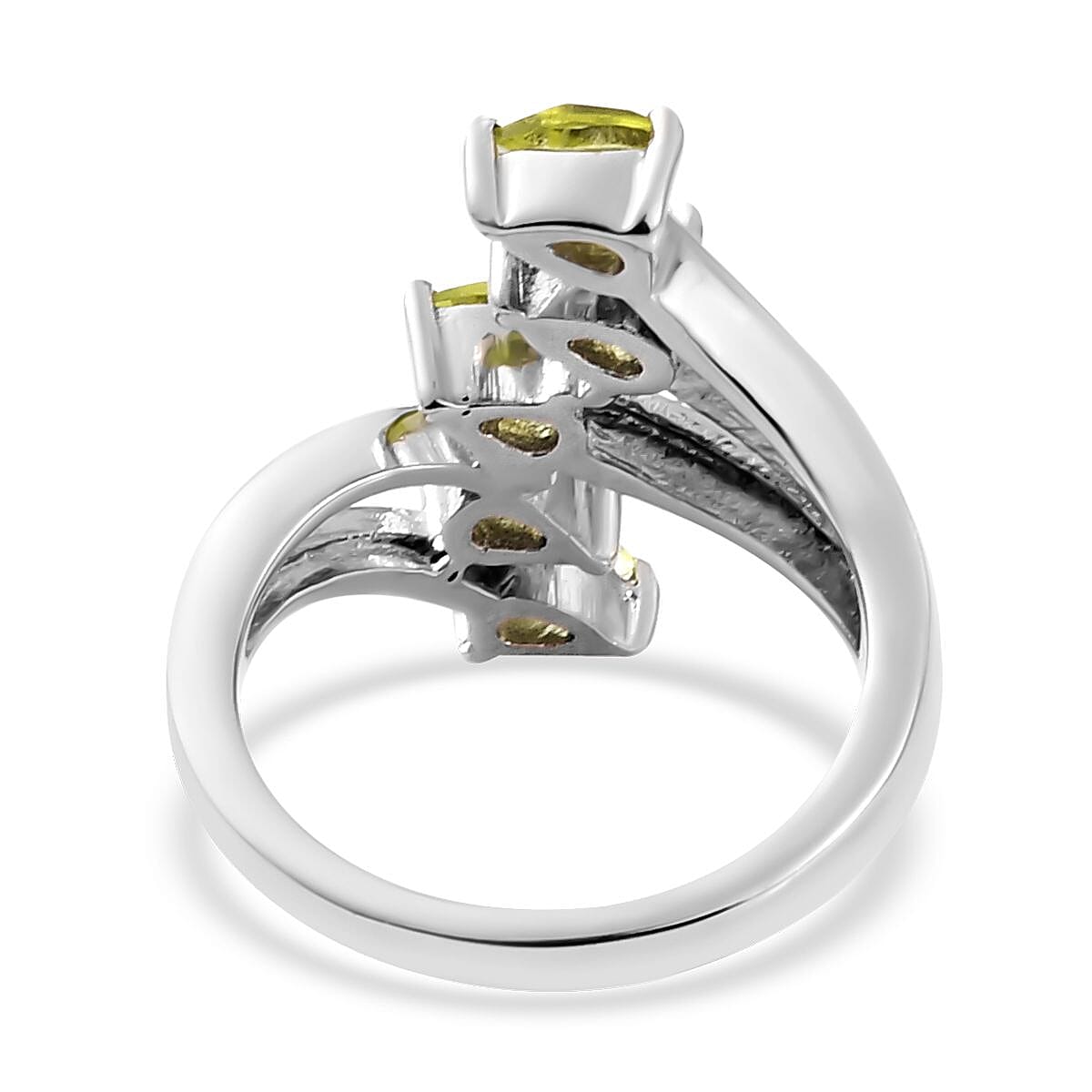 Peridot 5 Stone Ring in Stainless Steel (Size 7.0) 1.25 ctw | Tarnish-Free, Waterproof, Sweat Proof Jewelry image number 4