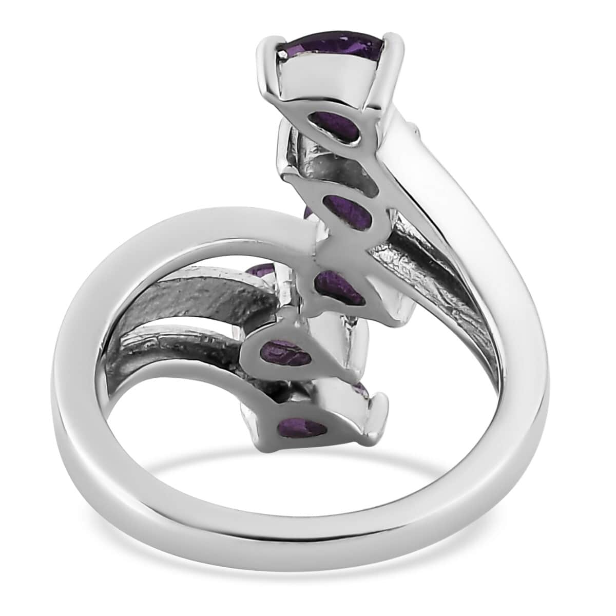 Amethyst 5 Stone Ring in Stainless Steel (Size 5.0) 1.00 ctw image number 4