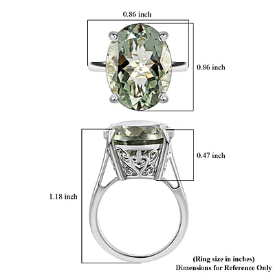 D'Joy Montezuma Prasiolite 16.25 ctw Solitaire Ring in Platinum Over Sterling Silver, Cocktail Ring For Women (Size 10.0)