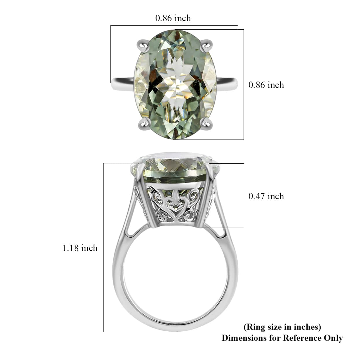 Doorbuster Montezuma Prasiolite Solitaire Ring in Platinum Over Sterling Silver (Size 11.0) 15.00 ctw image number 7