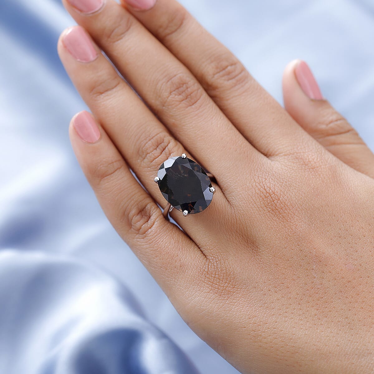 D'Joy Brazilian Smoky Quartz 16.25 ctw Solitaire Ring in Platinum Over Sterling Silver (Size 7.0) image number 2