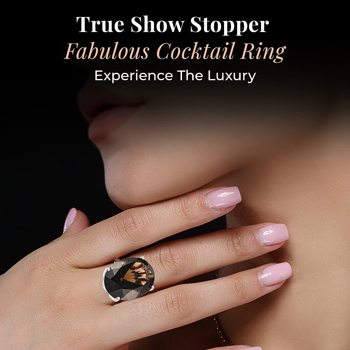 D'Joy Brazilian Smoky Quartz 16.25 ctw Solitaire Ring in Platinum Over Sterling Silver (Size 7.0) image number 3