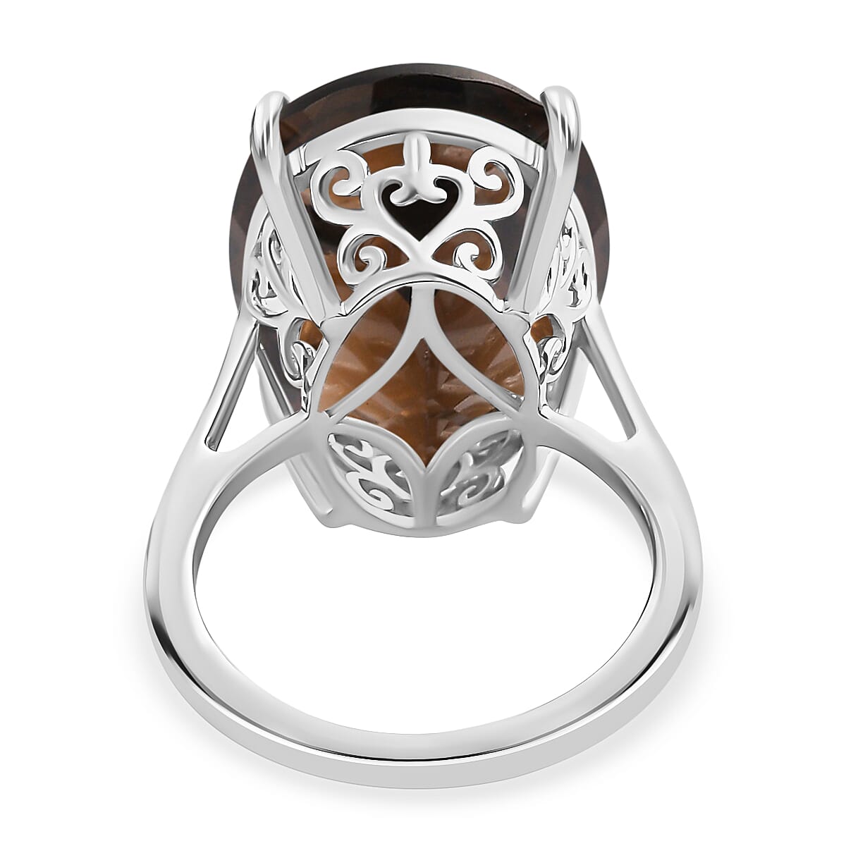 D'Joy Brazilian Smoky Quartz 16.25 ctw Solitaire Ring in Platinum Over Sterling Silver (Size 7.0) image number 6