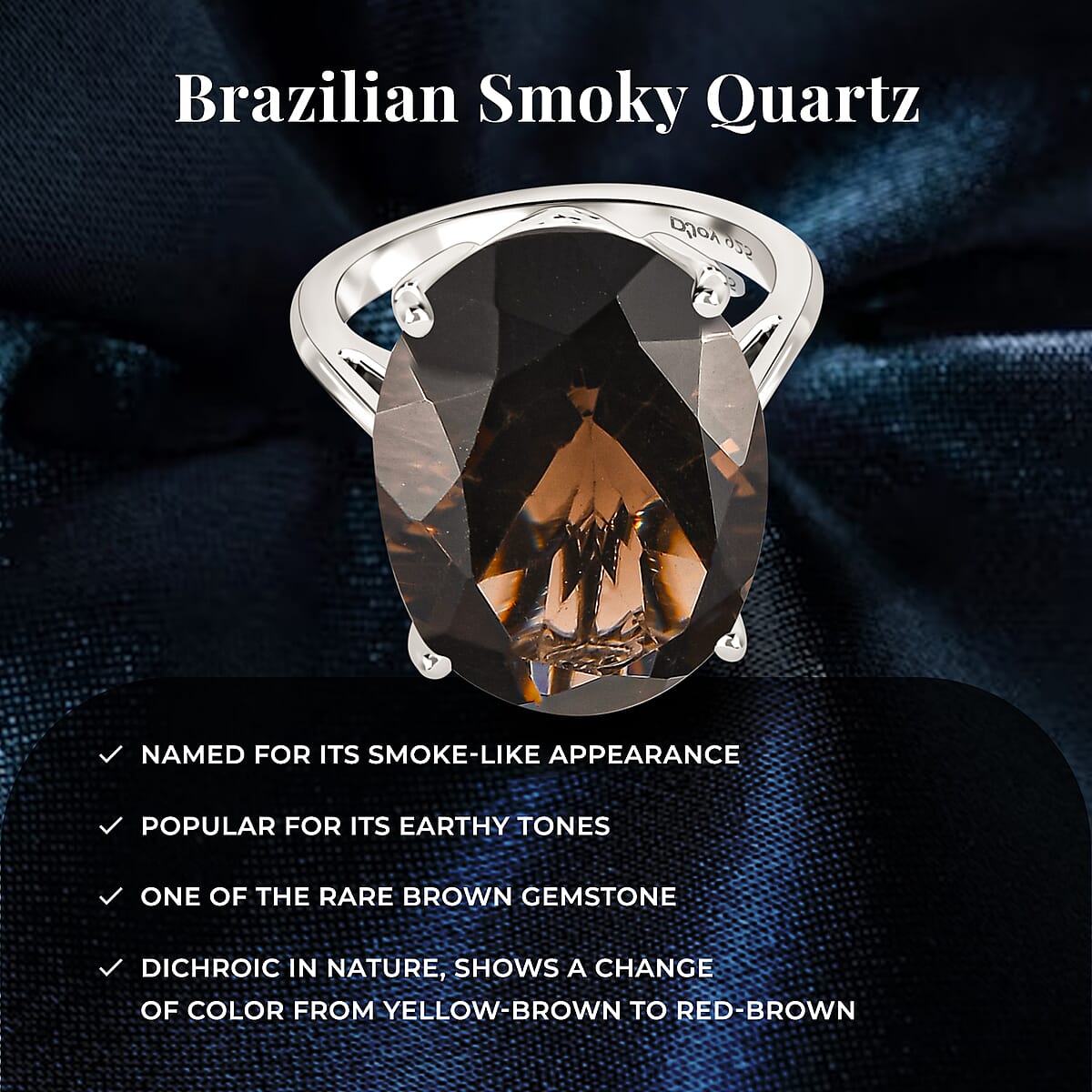 Brazilian Smoky Quartz 16.25 ctw Solitaire Ring in Platinum Over Sterling Silver (Size 8.0) image number 4
