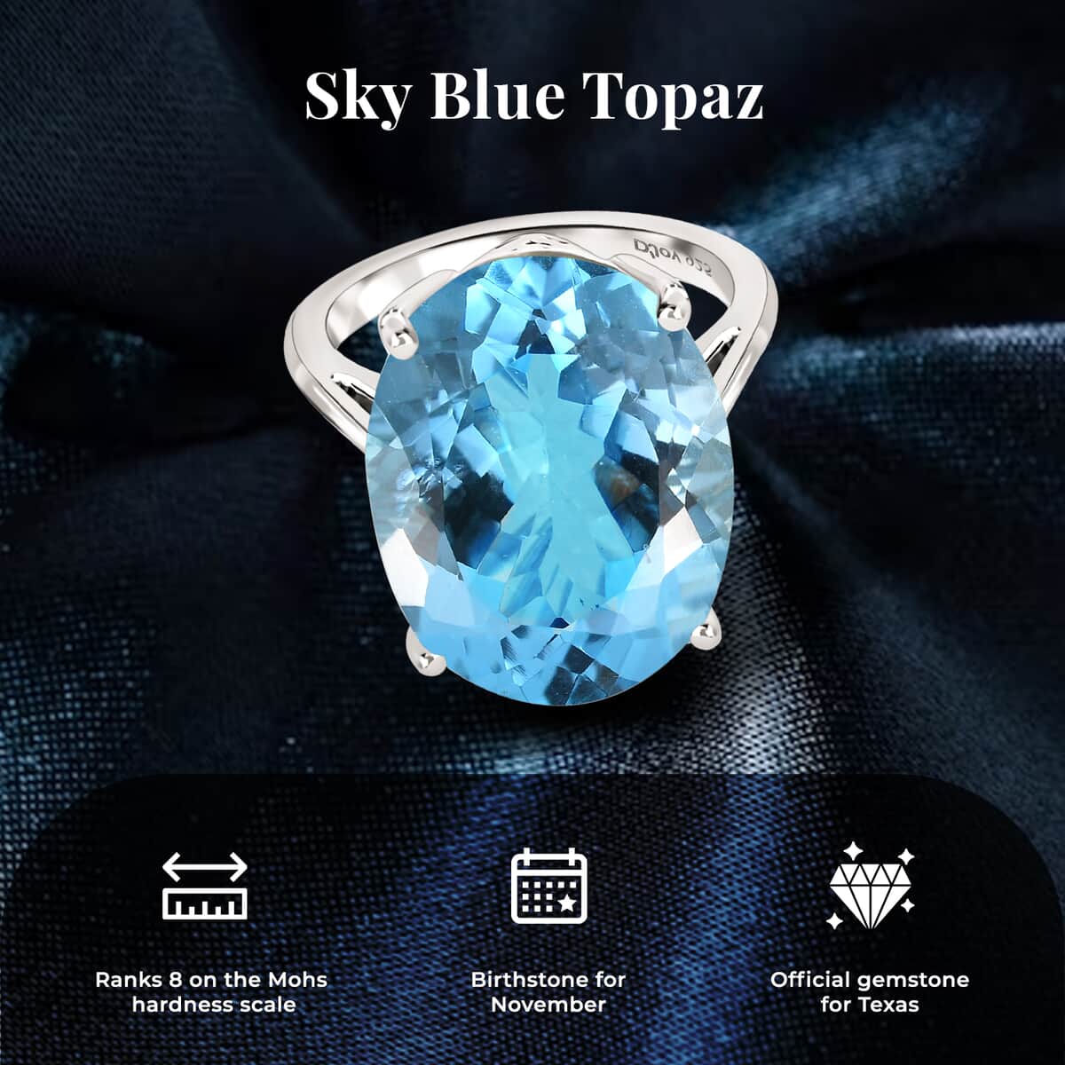 Sky Blue Topaz Solitaire Ring in Platinum Over Sterling Silver (Size 10.0) 13.85 ctw image number 4