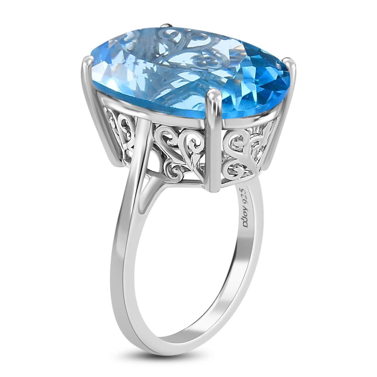 Sky Blue Topaz Solitaire Ring in Platinum Over Sterling Silver (Size 10.0) 13.85 ctw image number 5