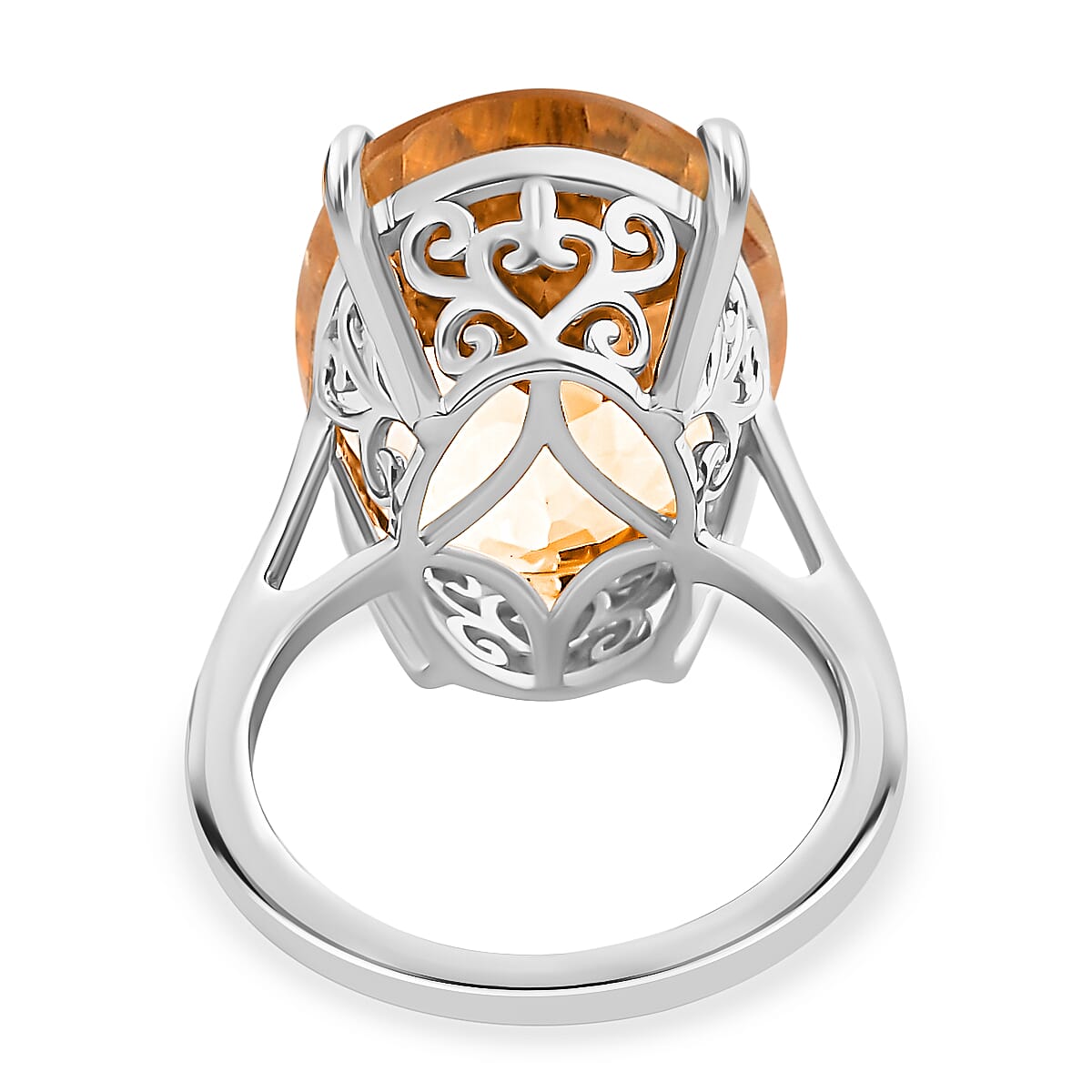 D'Joy Brazilian Citrine Solitaire Ring in Platinum Over Sterling Silver,Cocktail Ring For Women 15.00 ctw image number 6