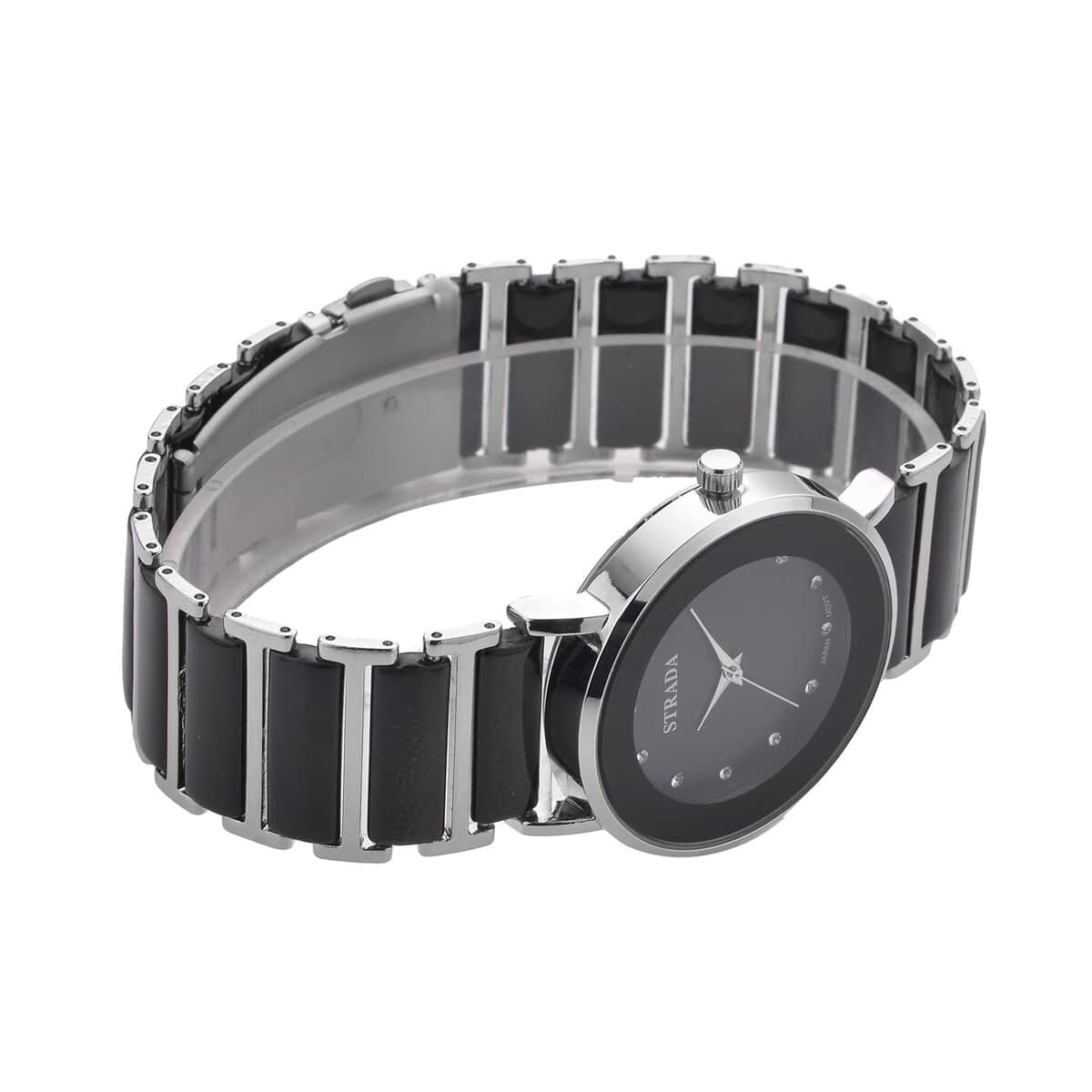 Strada Austrian Crystal Japanese Movement Watch with Black Color Ceramic Strap (35.5mm) (6.0-7.0Inches) image number 3
