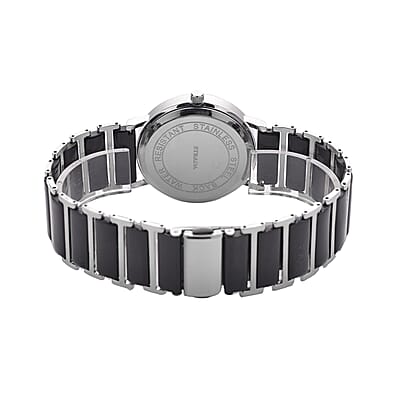 Strada Austrian Crystal Japanese Movement Watch with Black Color Ceramic Strap (35.5mm) (6.0-7.0Inches)