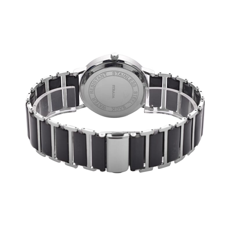 Strada Austrian Crystal Japanese Movement Watch with Black Color Ceramic Strap (35.5mm) (6.0-7.0Inches)