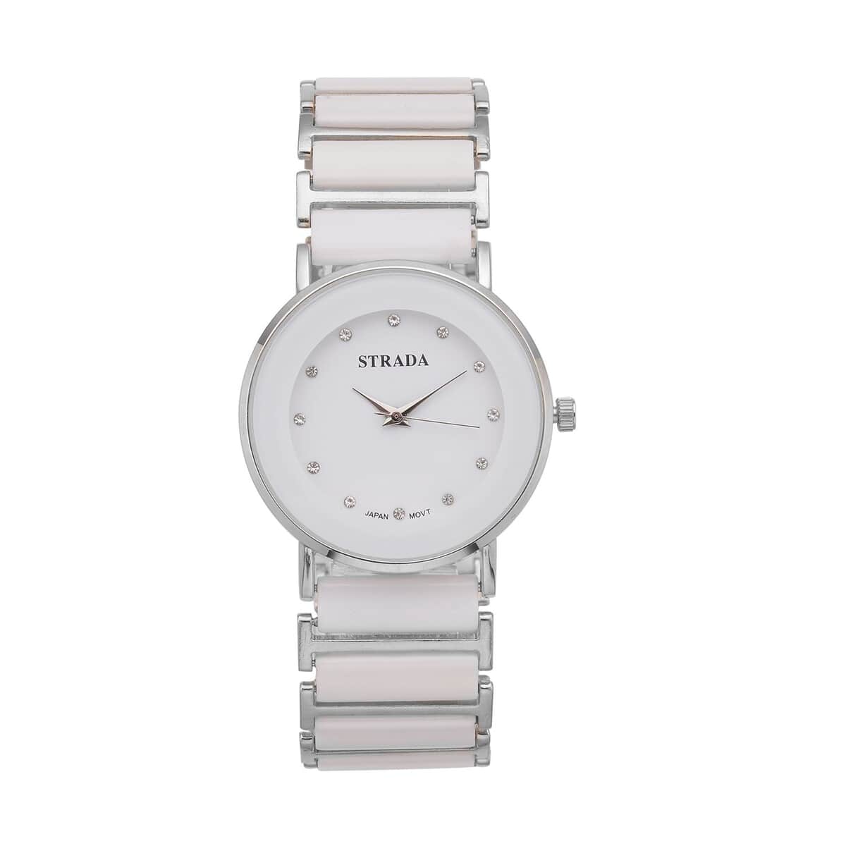 Strada Austrian Crystal Japanese Movement Watch with White Color Ceramic Strap (35.5mm) (6.0-7.0Inches) image number 0