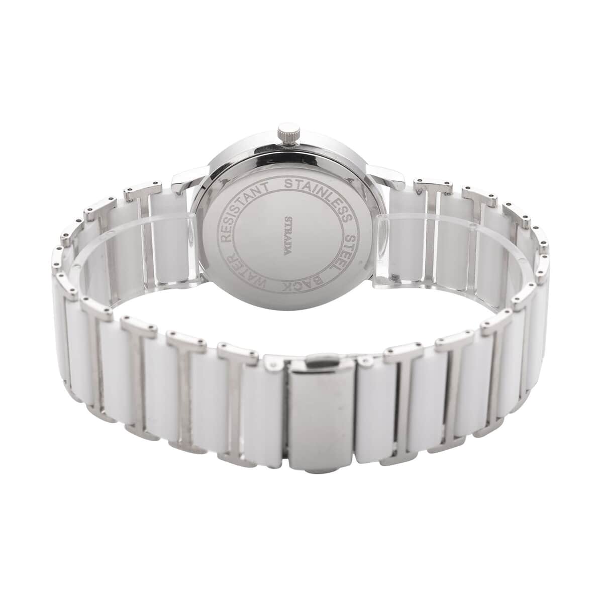 Strada Austrian Crystal Japanese Movement Watch with White Color Ceramic Strap (35.5mm) (6.0-7.0Inches) image number 5