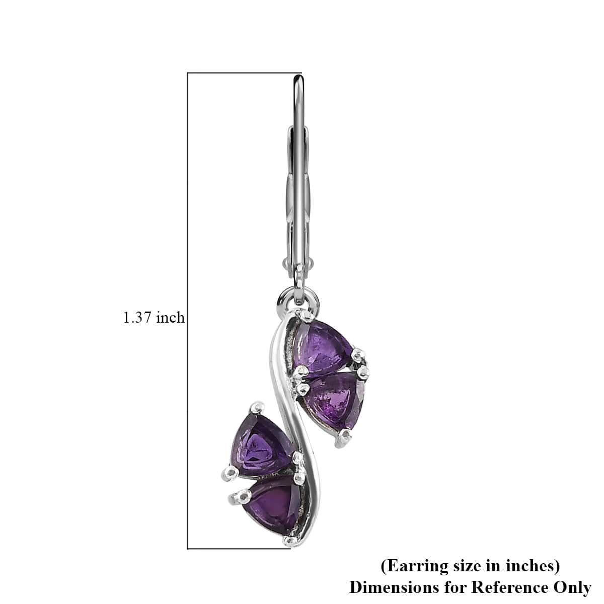 African Amethyst Lever Back Earrings in Stainless Steel 1.80 ctw image number 4