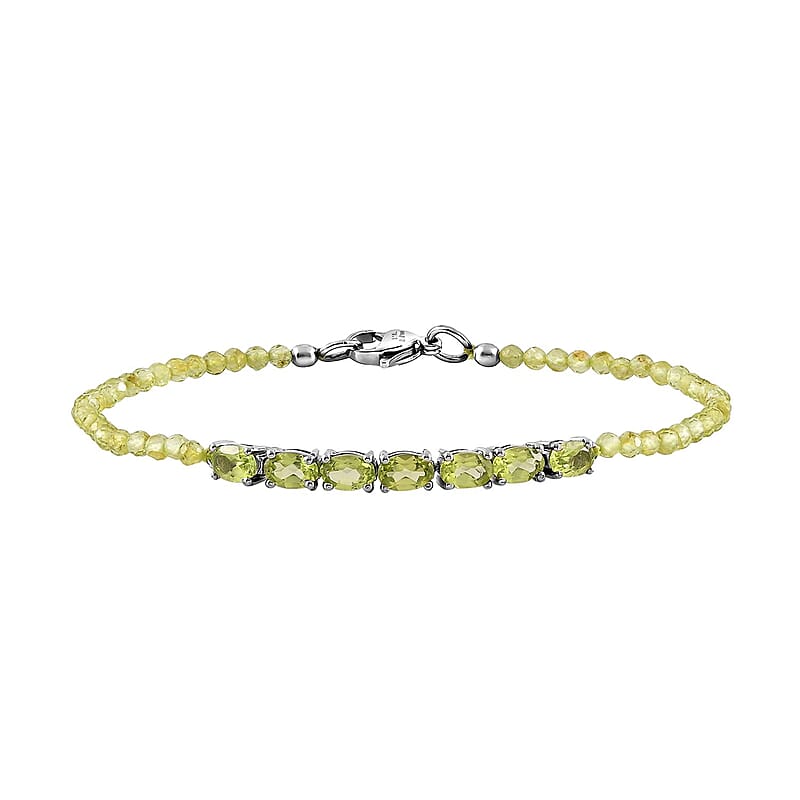 Karis Peridot Bracelet in Platinum Bond (8.00 In) 16.50 ctw