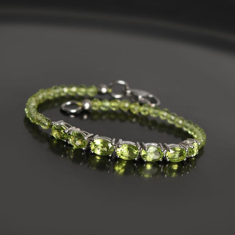 Karis Peridot Bracelet in Platinum Bond (8.00 In) 16.50 ctw