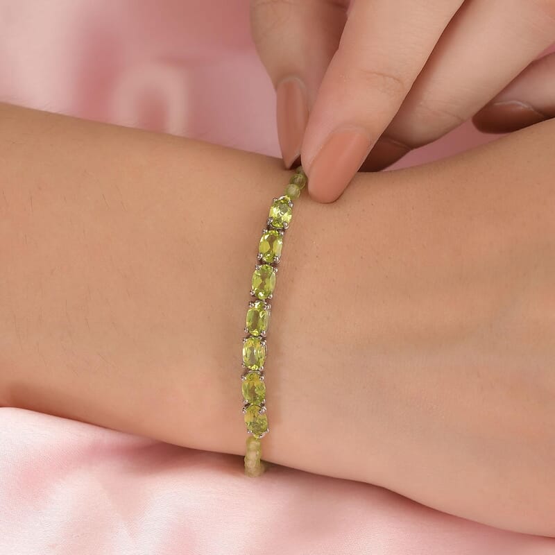 Karis Peridot Bracelet in Platinum Bond (8.00 In) 16.50 ctw