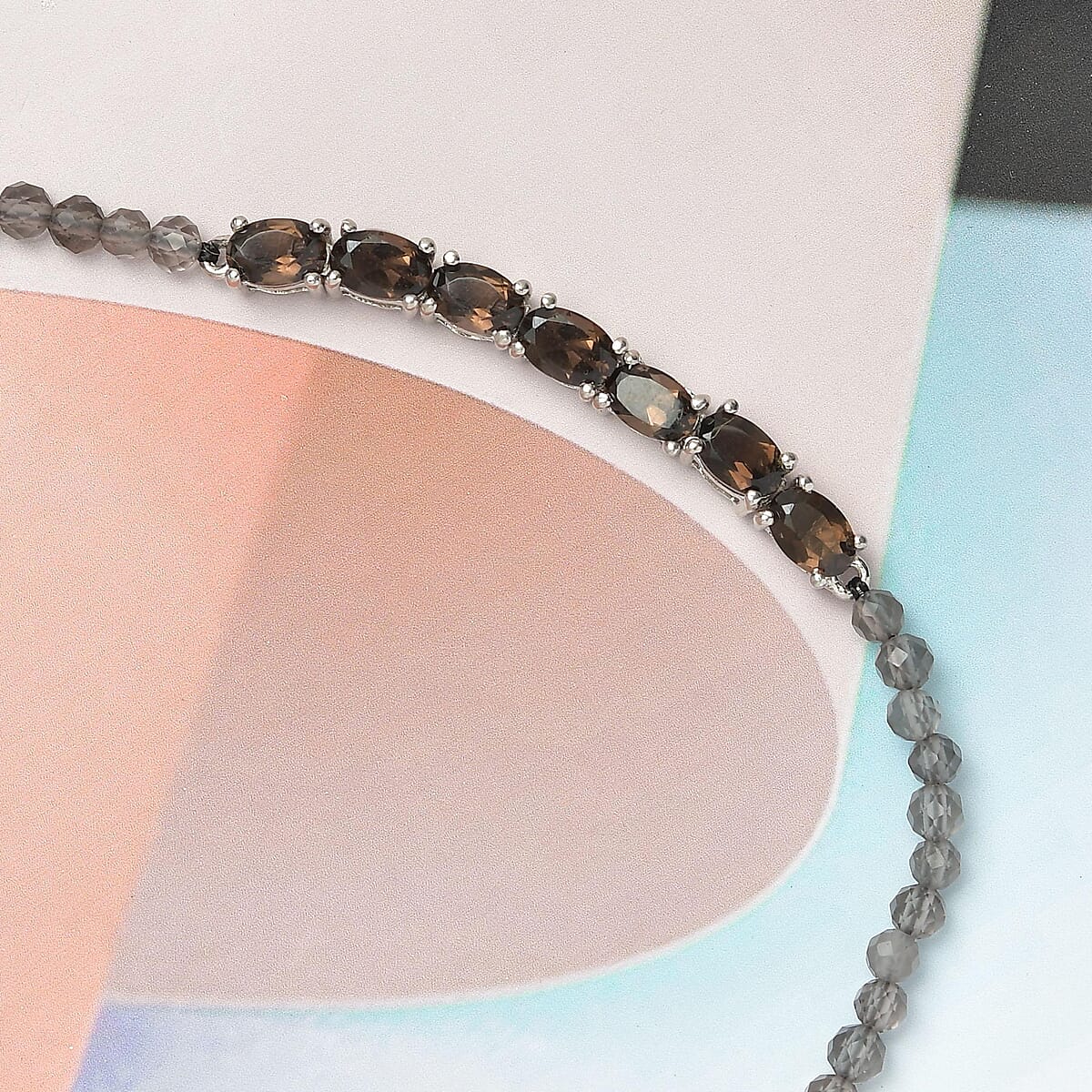 Karis Brazilian Smoky Quartz Bracelet in Platinum Bond (6.50 In) 11.00 ctw image number 1