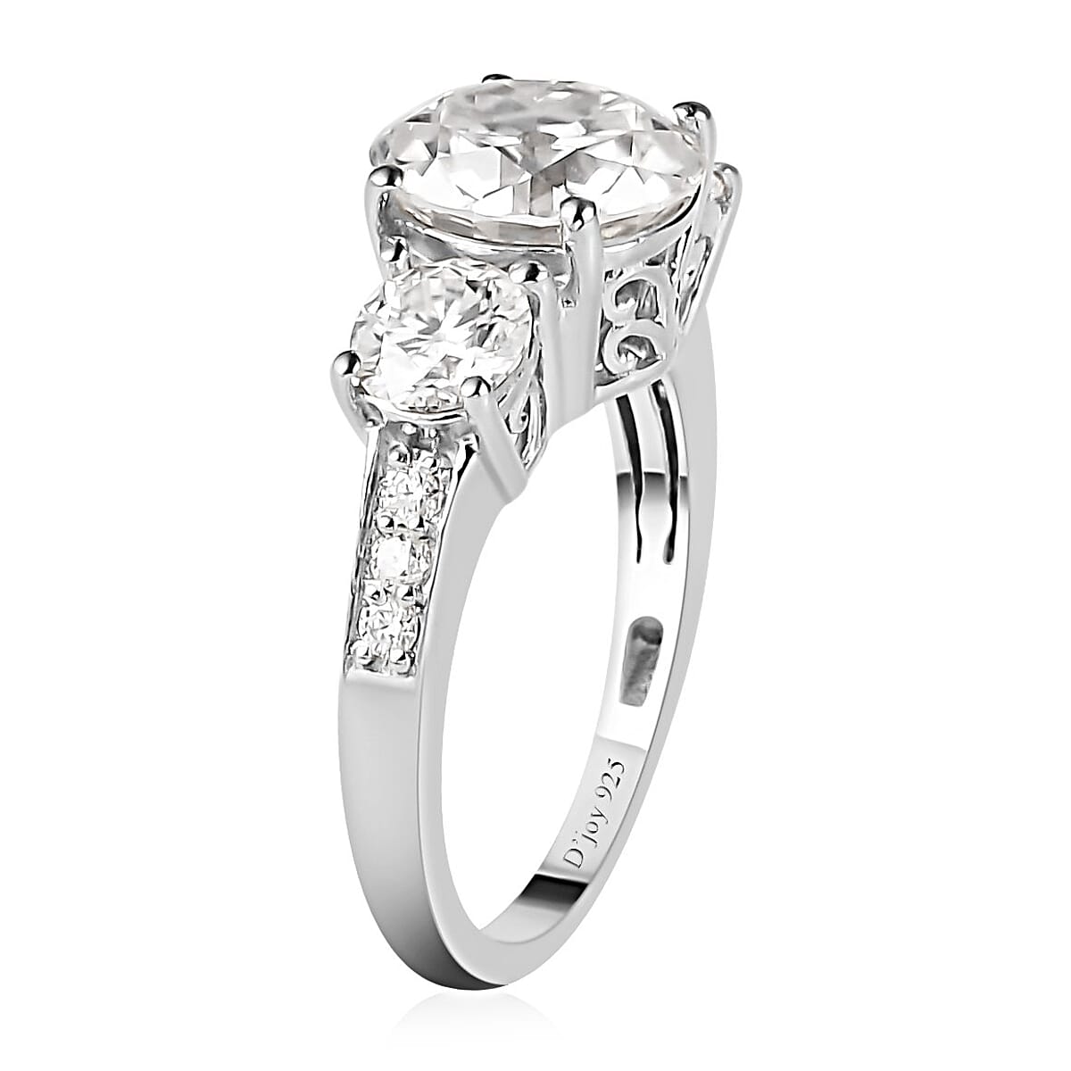Old European Cut Moissanite Ring in Platinum Over Sterling Silver (Delivery in 3-5 Business Days) 3.70 ctw image number 3