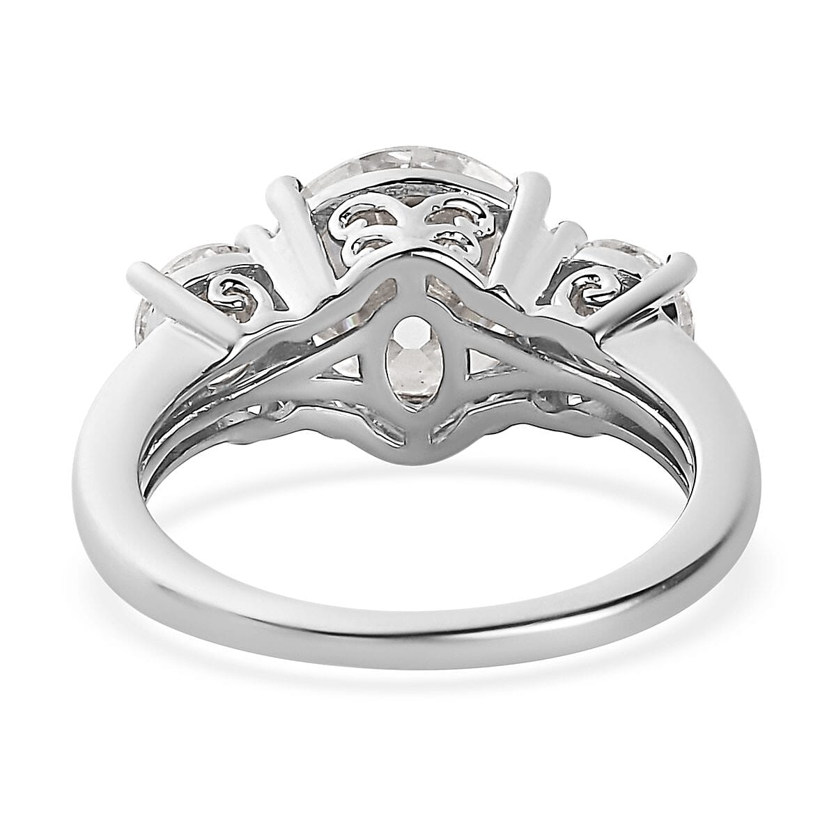 Old European Cut Moissanite Ring in Platinum Over Sterling Silver (Delivery in 3-5 Business Days) 3.70 ctw image number 4