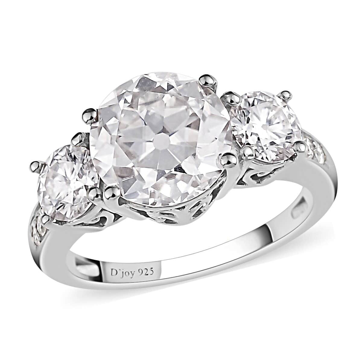 Buy Old European Cut Moissanite Ring in Platinum Over Sterling