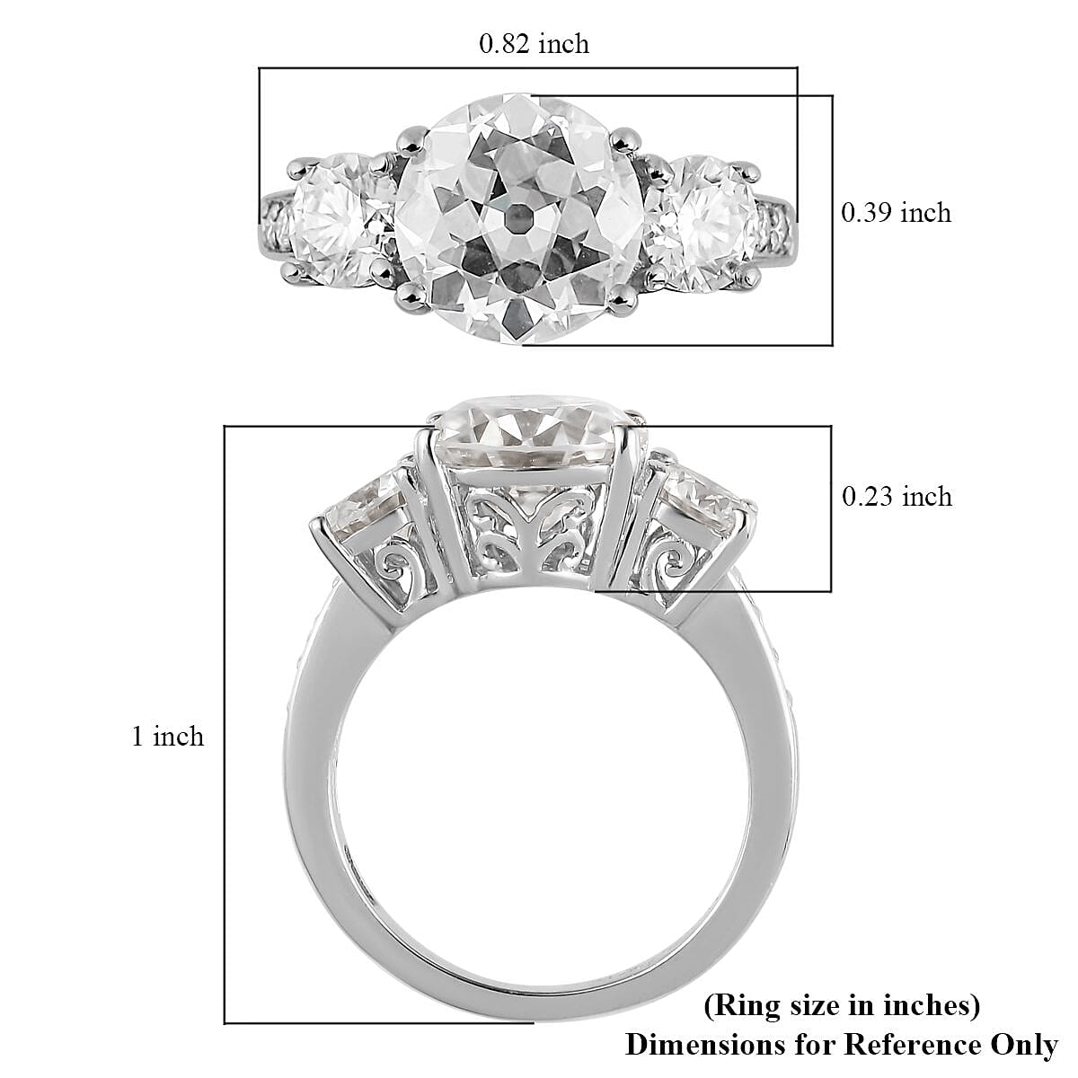 Old European Cut Moissanite Ring in Platinum Over Sterling Silver (Size 9.0) 3.70 ctw image number 5