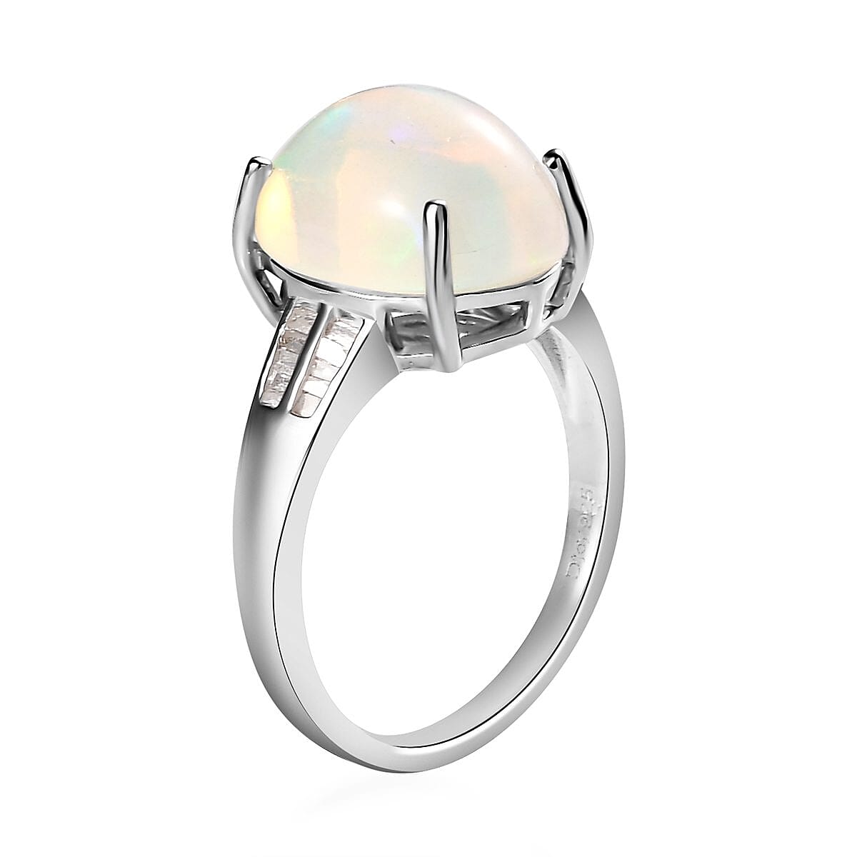 Doorbuster AAA Ethiopian Welo Opal, Diamond Ring in Platinum Over Sterling Silver (Size 10.0) 3.90 ctw image number 3