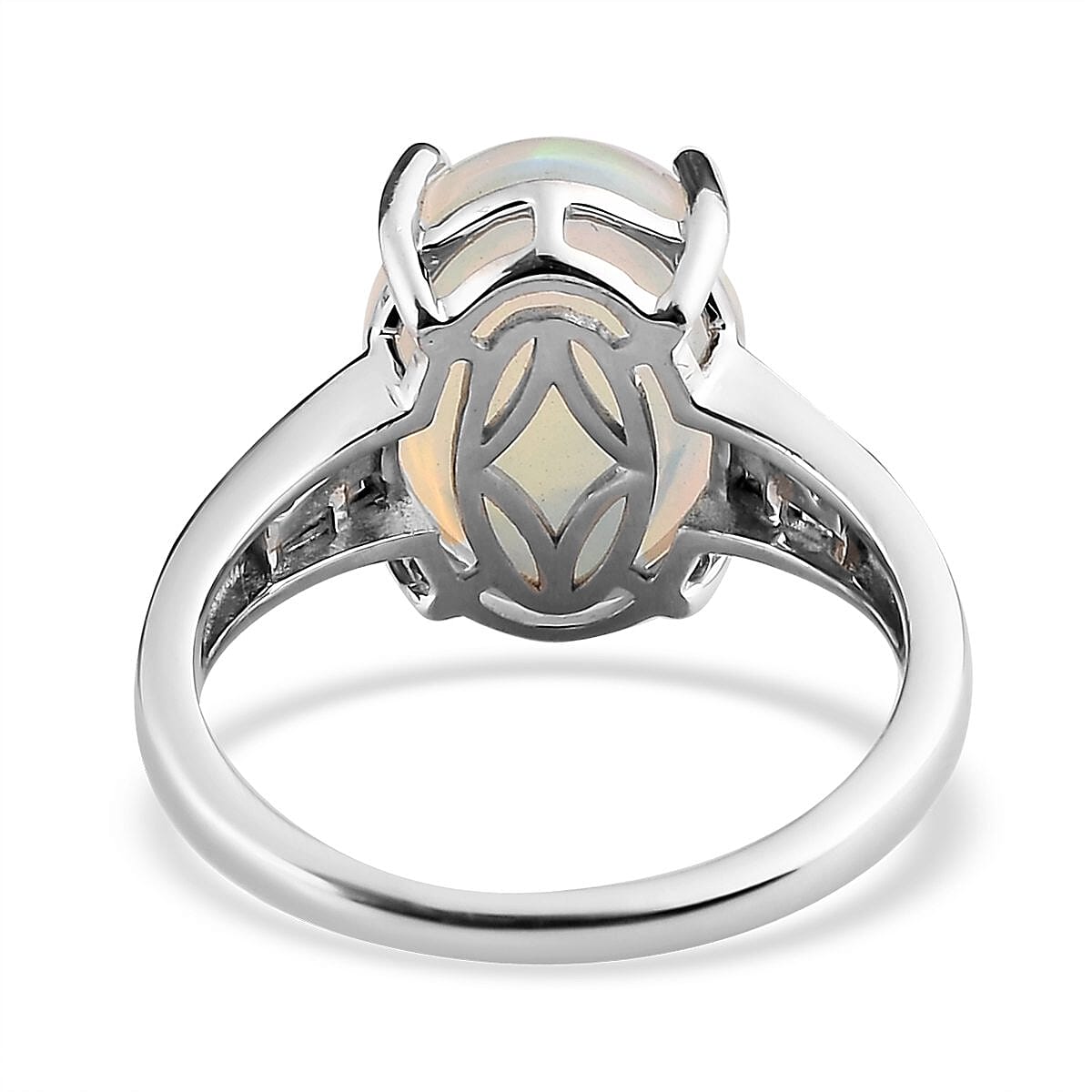 Doorbuster AAA Ethiopian Welo Opal, Diamond Ring in Platinum Over Sterling Silver (Size 10.0) 3.90 ctw image number 4