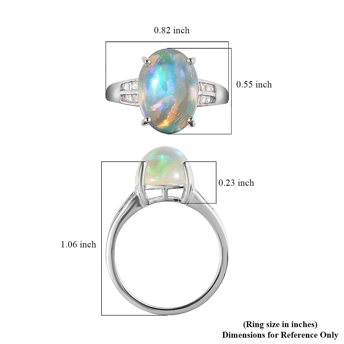 AAA Ethiopian Welo Opal and Diamond Ring in Platinum Over Sterling Silver (Size 6.0) 3.90 ctw image number 5