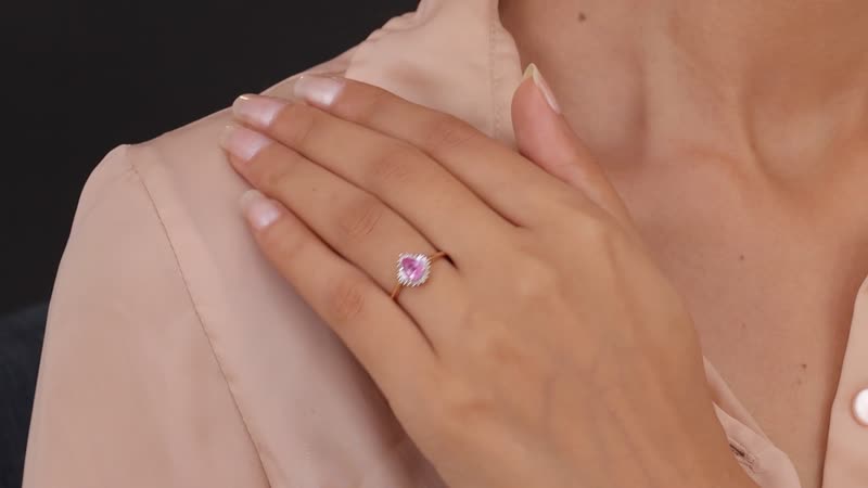 Doorbuster LUXORO 14K Rose Gold AAA Madagascar Pink Sapphire, Diamond (G-H, I3) Ring (Size 7.0) (2.70 g) 0.80 ctw