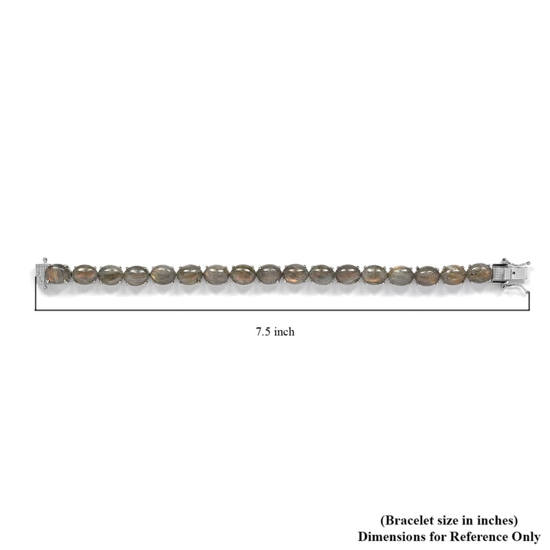 Madagascar Fire Labradorite Tennis Bracelet in Platinum Over Sterling Silver (7.25 In) 48.75 ctw