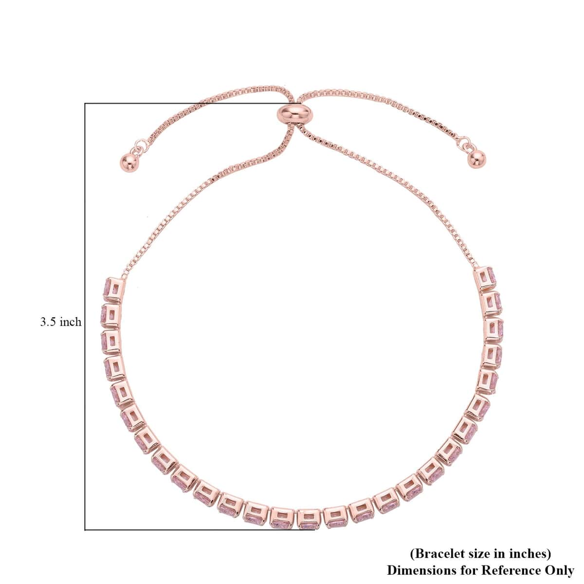 Simulated Red Diamond Tennis Bracelet 6-9Inches with Bolo Slider in Rosetone image number 2